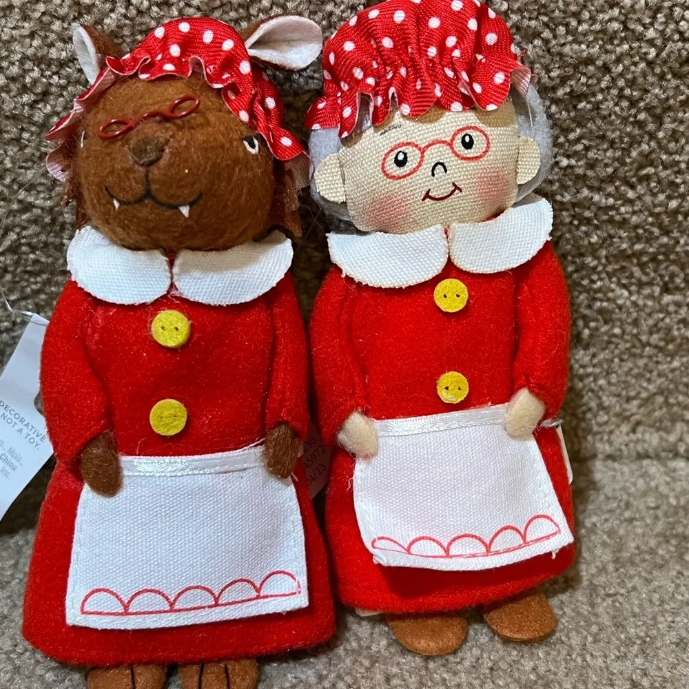 Target Wondershop 2023 Little Red Riding Hood Wolf Fabric Ornament Set Of 2 New